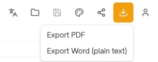 Export as a PDF or Word for download